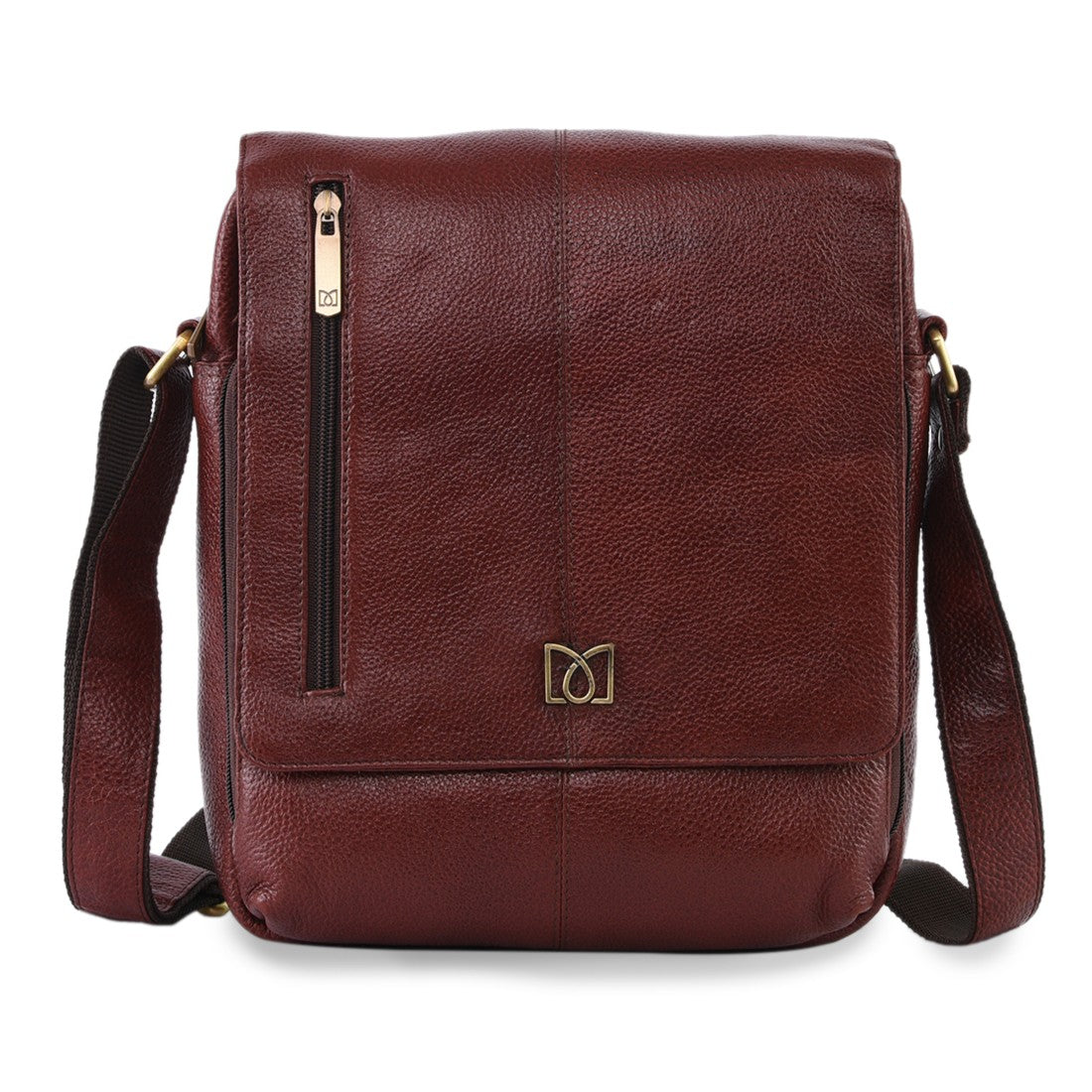 Premium Genuine Leather Sling Crossbody Bag for Men – Vertical Messenger Shoulder Bag SB1893001BRN
