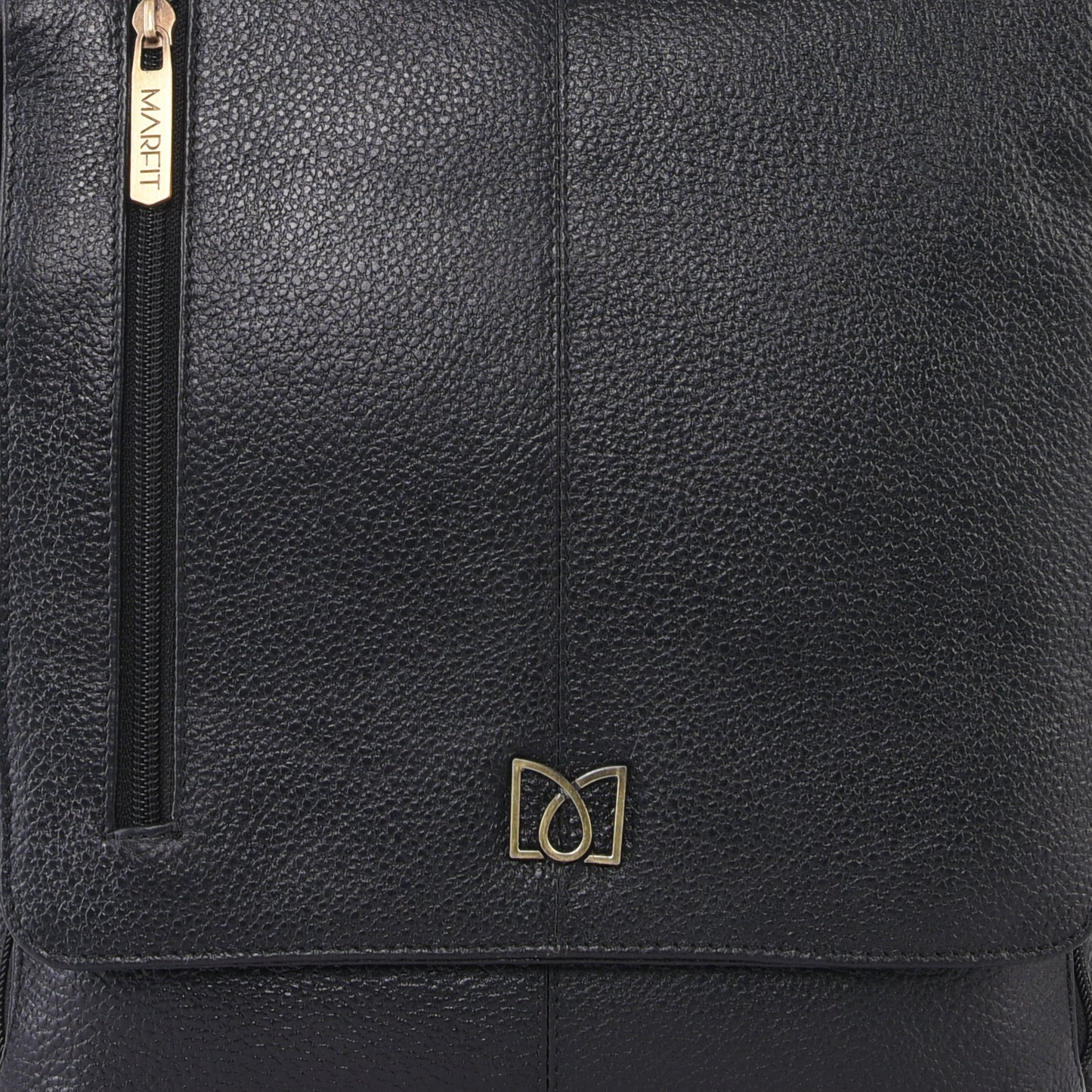 MARFIT Genuine Leather Sling Bag for Men & Women Black | Premium Crossbody Messenger Shoulder Bag | Office & Travel Bag
