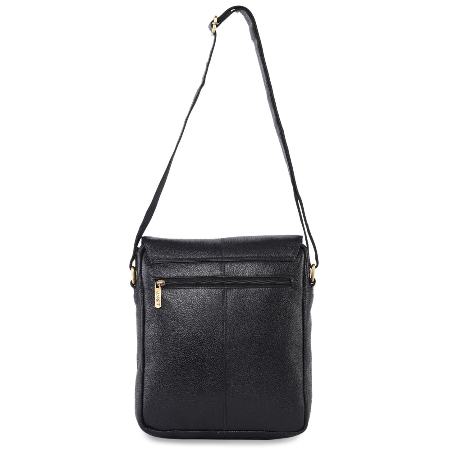 MARFIT Genuine Leather Sling Bag for Men & Women Black | Premium Crossbody Messenger Shoulder Bag | Office & Travel Bag