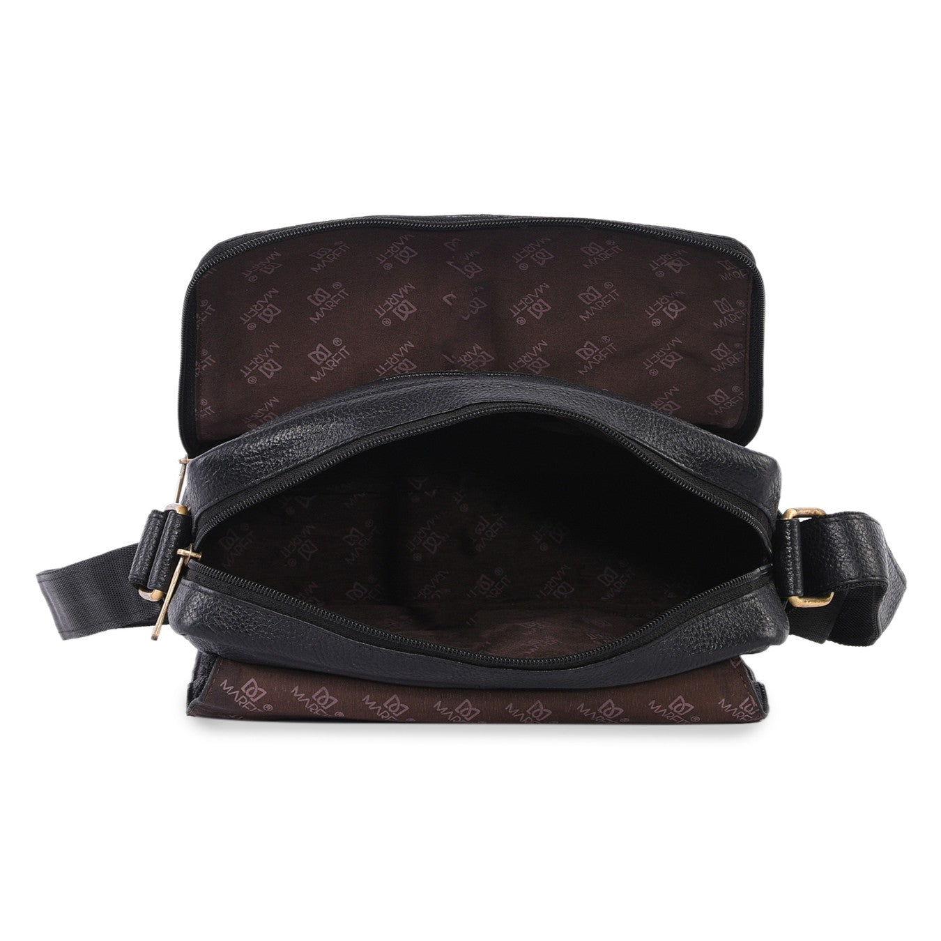 MARFIT Genuine Leather Sling Bag for Men & Women Black | Premium Crossbody Messenger Shoulder Bag | Office & Travel Bag