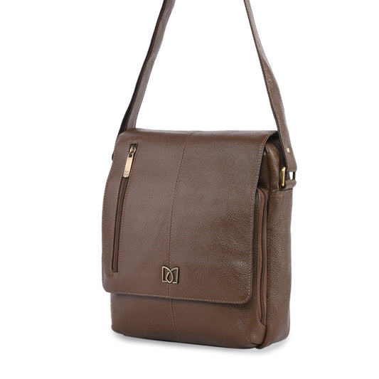 MARFIT Genuine Leather Sling Bag for Men & Women – Desert Brown | Crossbody Messenger Bag | SB1893001TAN