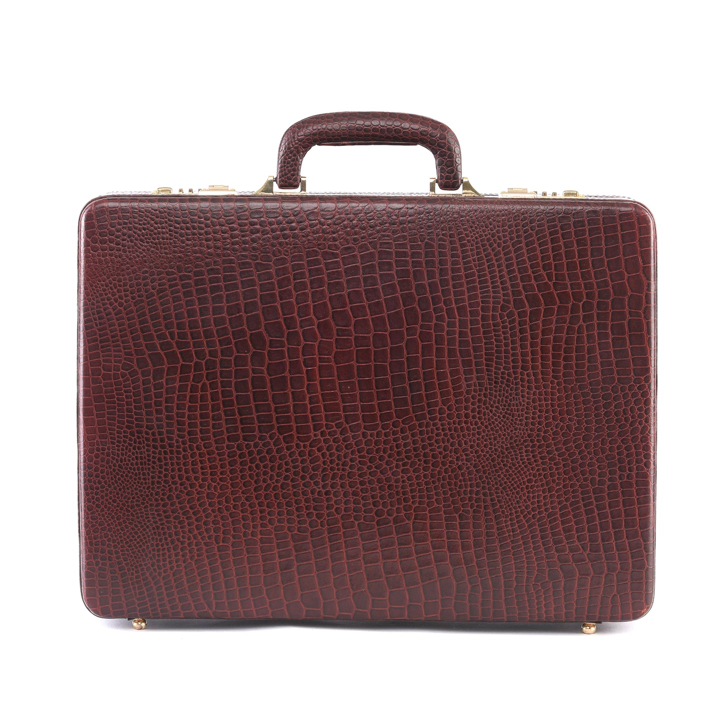 MARFIT Genuine Leather Expandable Executive Briefcase – Crocodile Embossed | Dual Compartment | Laptop & Document Case
