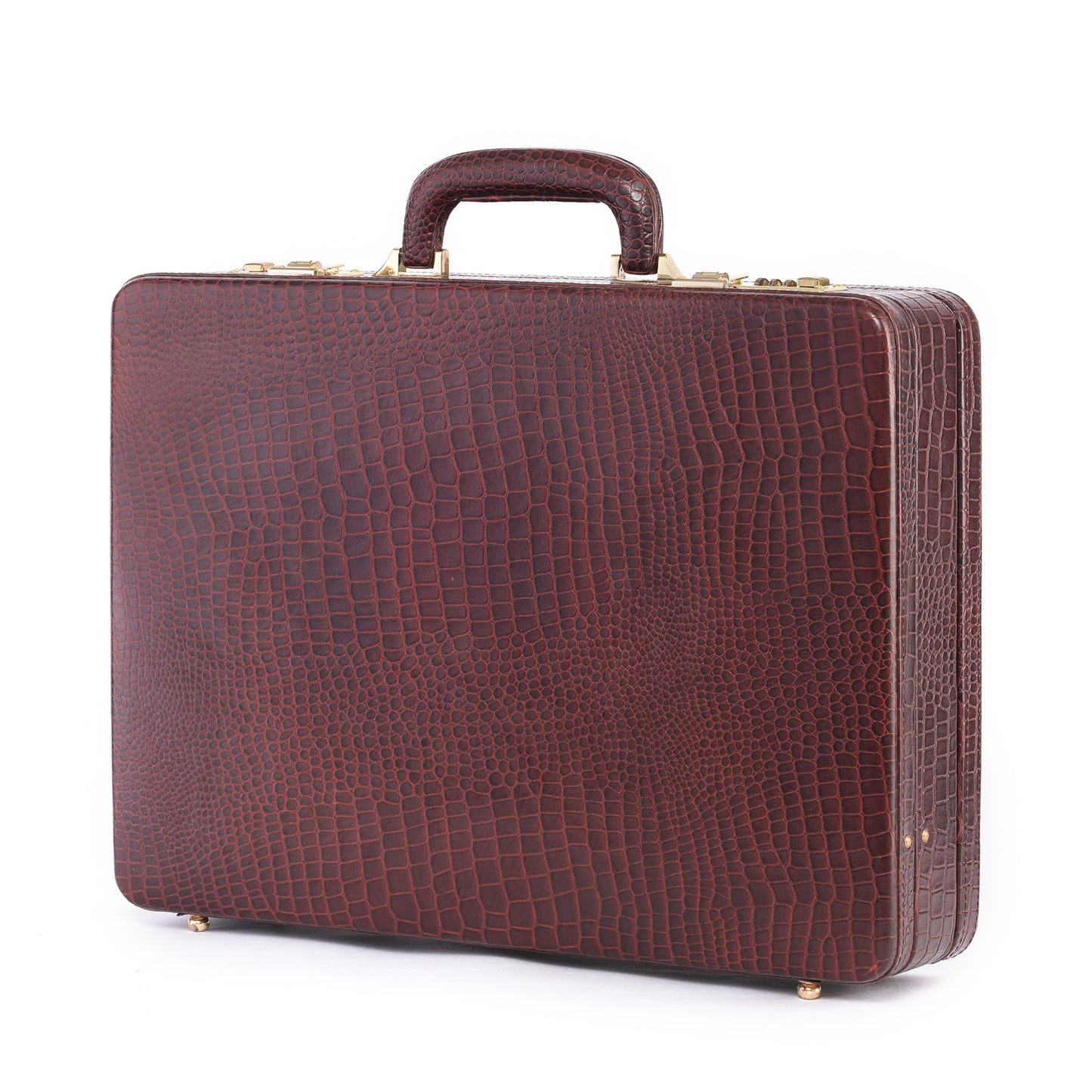 MARFIT Genuine Leather Expandable Executive Briefcase – Crocodile Embossed | Dual Compartment | Laptop & Document Case