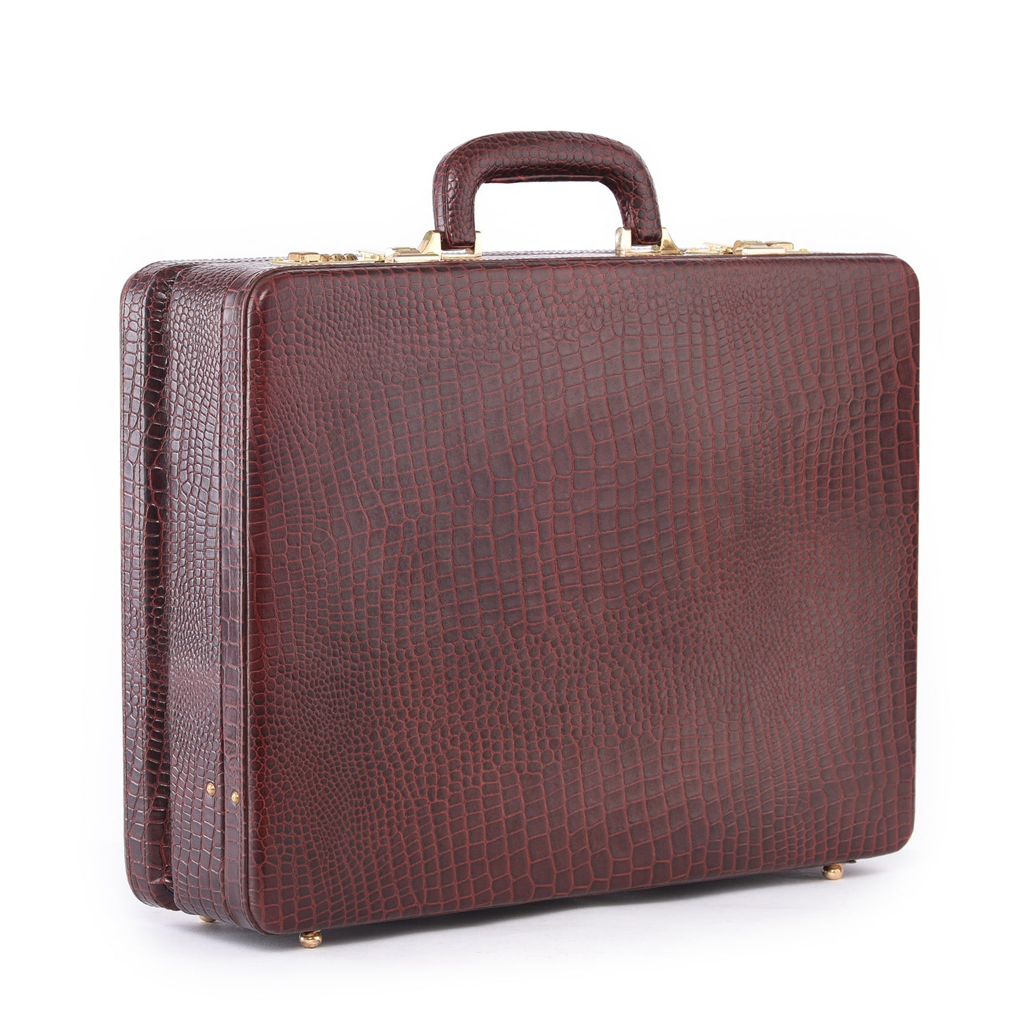 MARFIT Genuine Leather Expandable Executive Briefcase – Crocodile Embossed | Dual Compartment | Laptop & Document Case