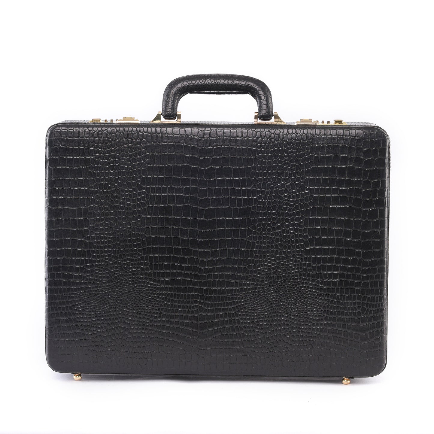 MARFIT Genuine Leather Expandable Executive Briefcase for Men – Black Crocodile Embossed | 16 Inch Laptop Compatible