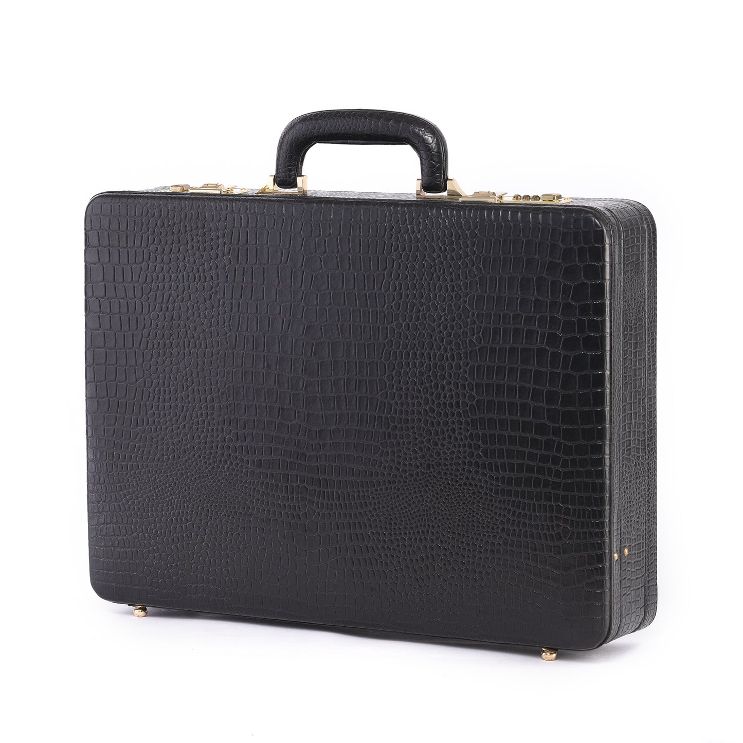 MARFIT Genuine Leather Expandable Executive Briefcase for Men – Black Crocodile Embossed | 16 Inch Laptop Compatible