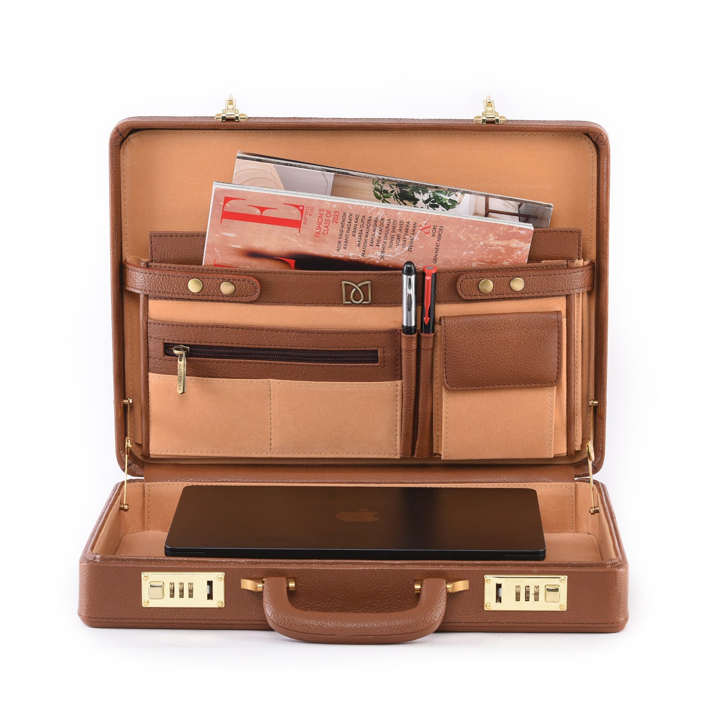 MARFIT Premium Genuine Leather Laptop Briefcase for Men – Luxury Business Office & Travel Bag BC1149002TAN