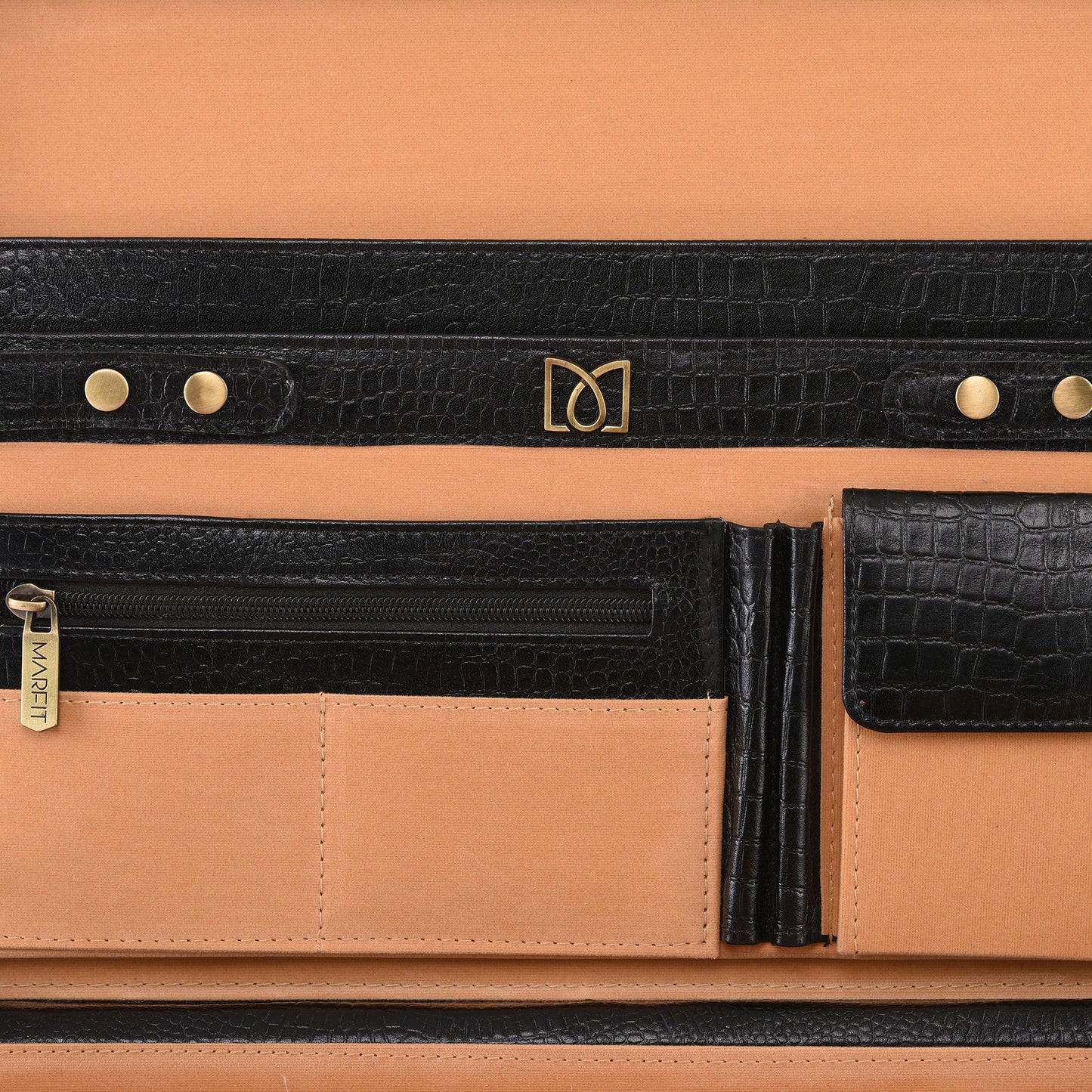 MARFIT Genuine Leather Executive Briefcase – Black Crocodile Embossed | Premium Hard Case Business Attache | Combination Lock | Luxury Office Case