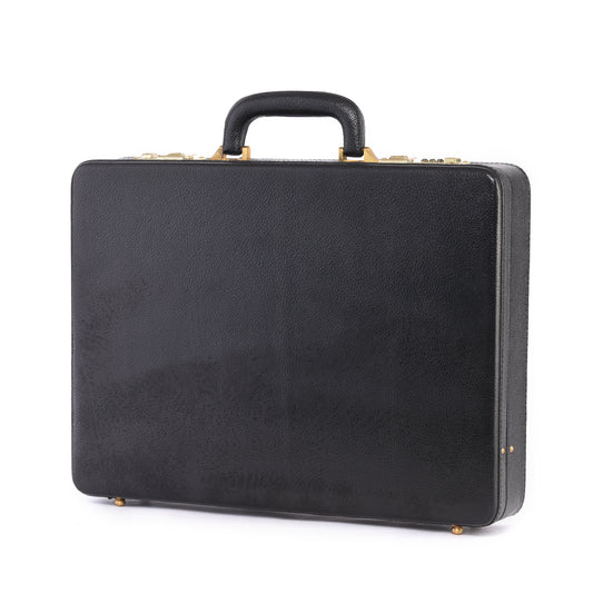 MARFIT Genuine Leather Executive Briefcase | Black Pebbled Leather | 16-Inch Laptop Attache Case | Premium Lock Briefcase