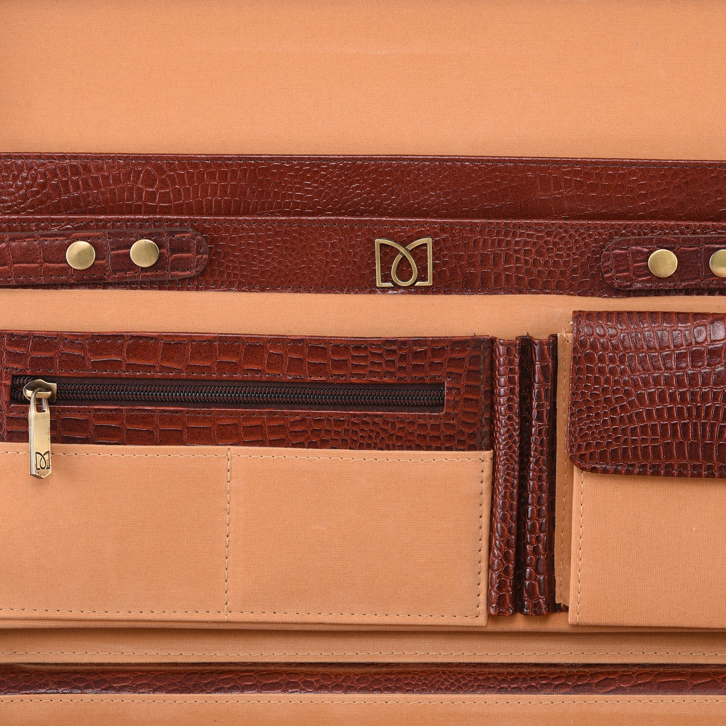 MARFIT Genuine Leather Executive Briefcase – Brown Crocodile Embossed | Luxury Hard Case Business Attache | Combination Lock | Premium Office Briefcase