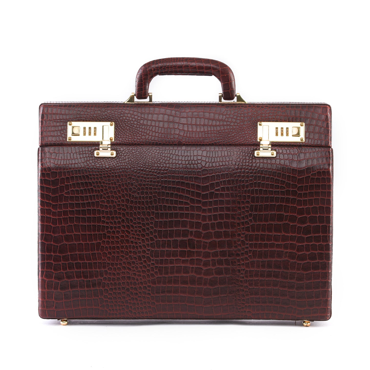 MARFIT Genuine Leather Executive Briefcase Attache Case – Crocodile Embossed | 16 Inch Laptop Compatible | Combination Lock | Luxury Business Case