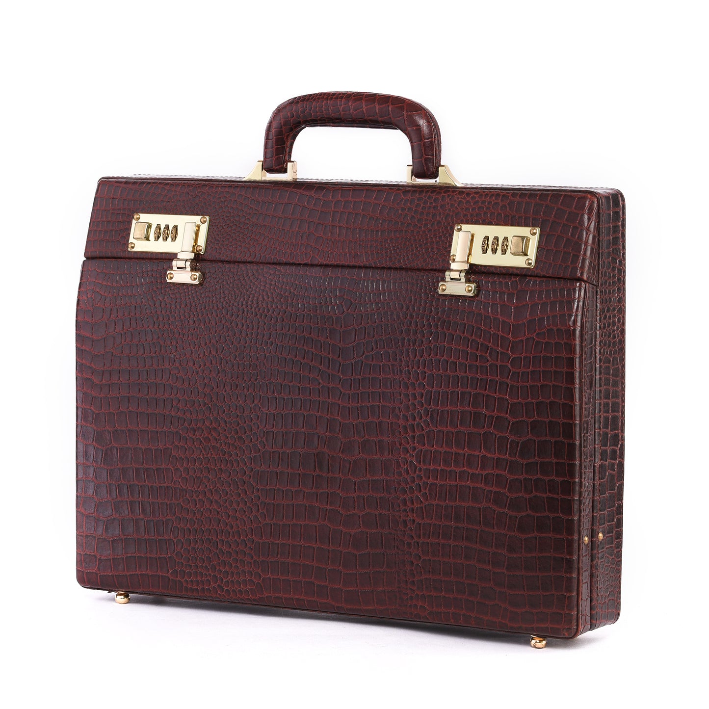 MARFIT Genuine Leather Executive Briefcase Attache Case – Crocodile Embossed | 16 Inch Laptop Compatible | Combination Lock | Luxury Business Case