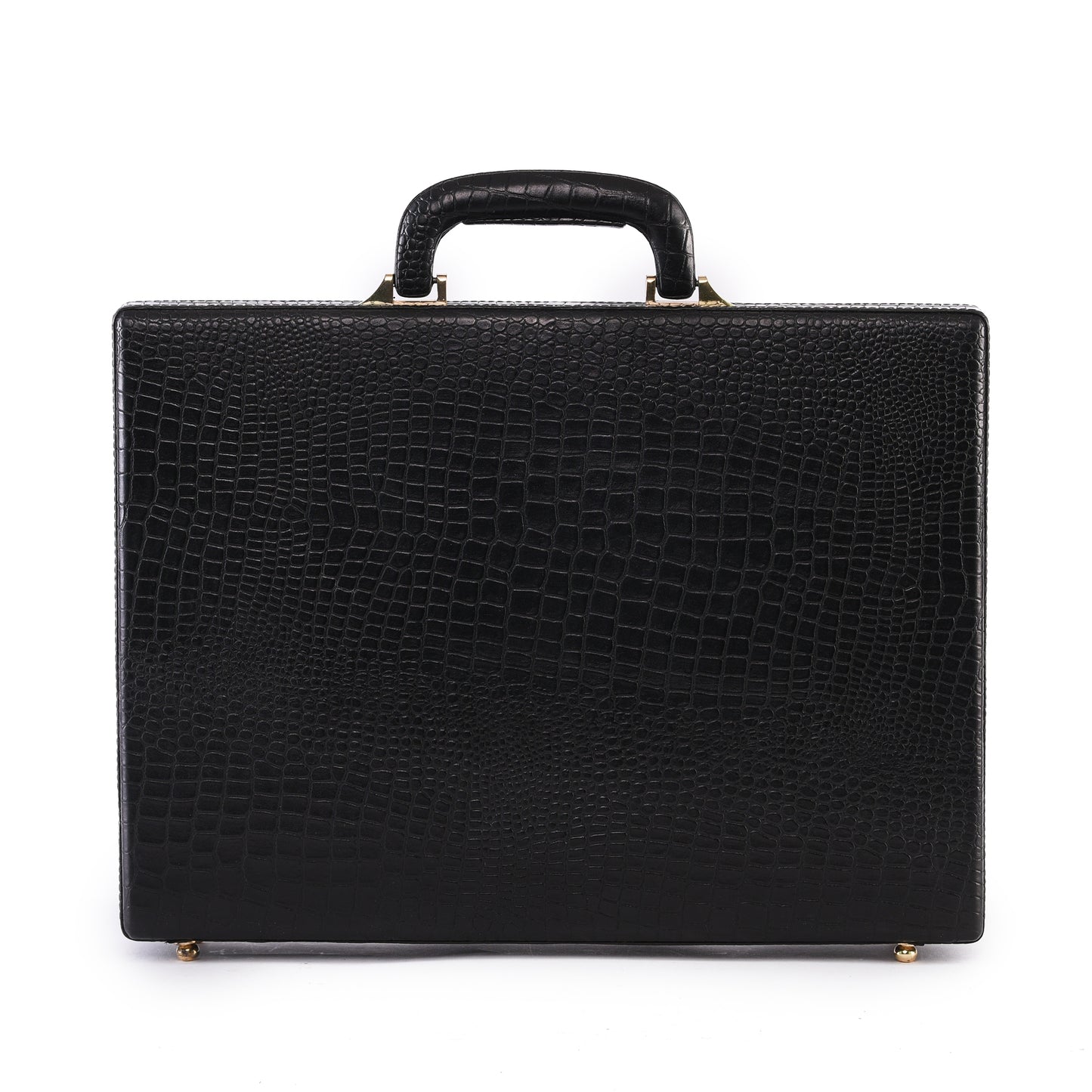 MARFIT Genuine Leather Crocodile Texture Executive Attaché Case | Premium Laptop Briefcase | Combination Lock | Black