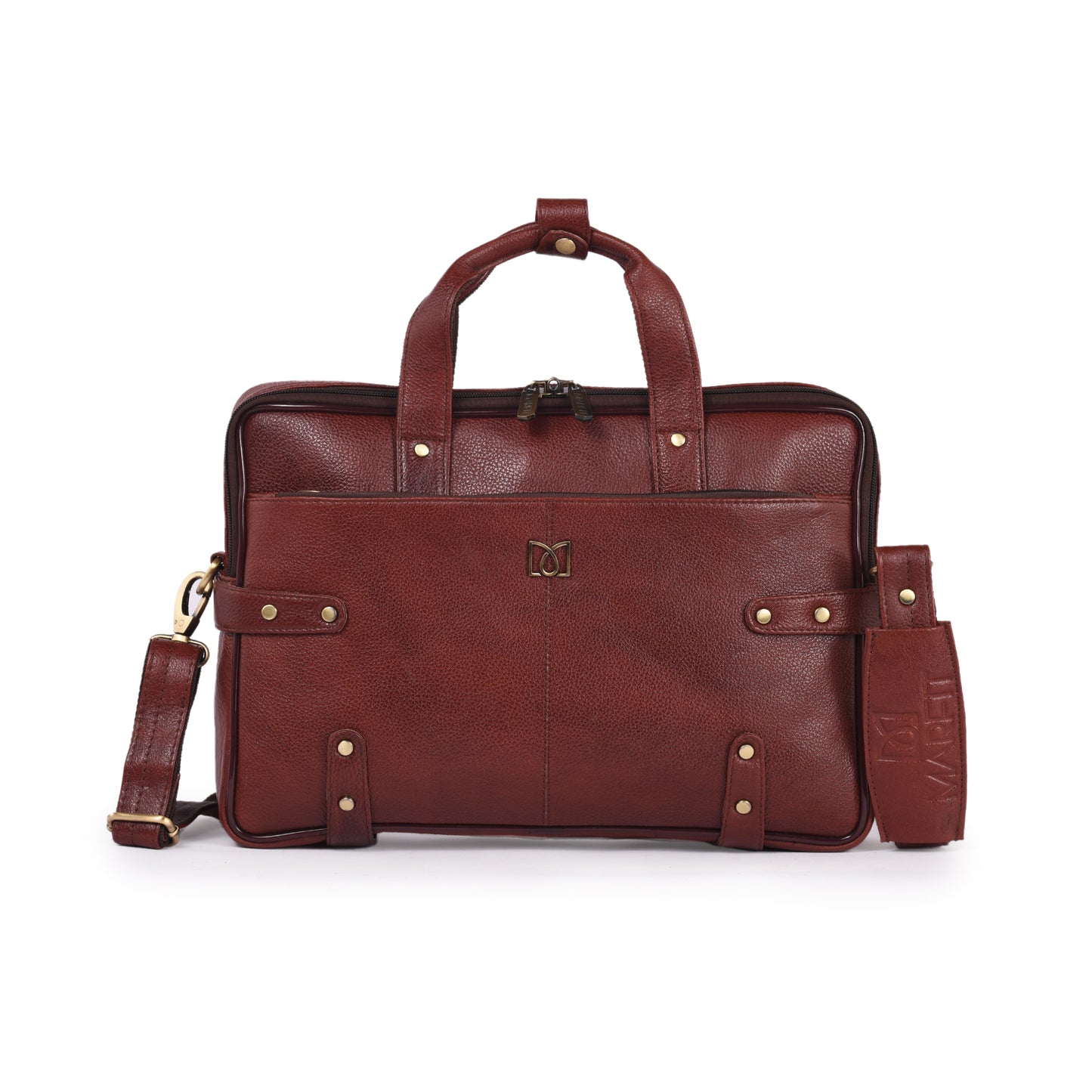 MARFIT Brown Genuine Leather Laptop Briefcase – Professional Office Messenger Bag
