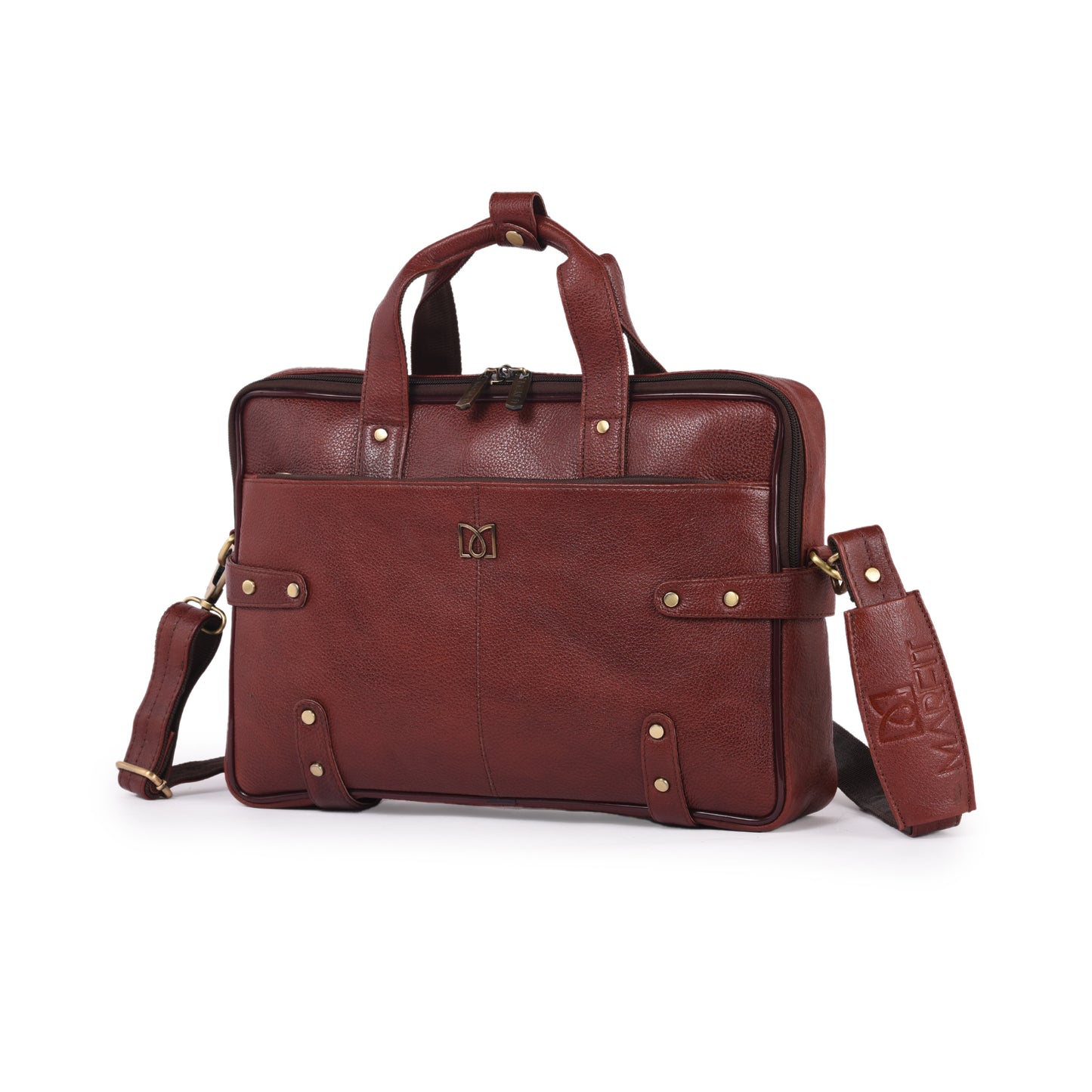 MARFIT Brown Genuine Leather Laptop Briefcase – Professional Office Messenger Bag