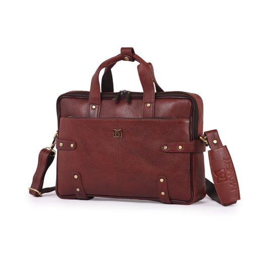 MARFIT Brown Genuine Leather Laptop Briefcase – Professional Office Messenger Bag
