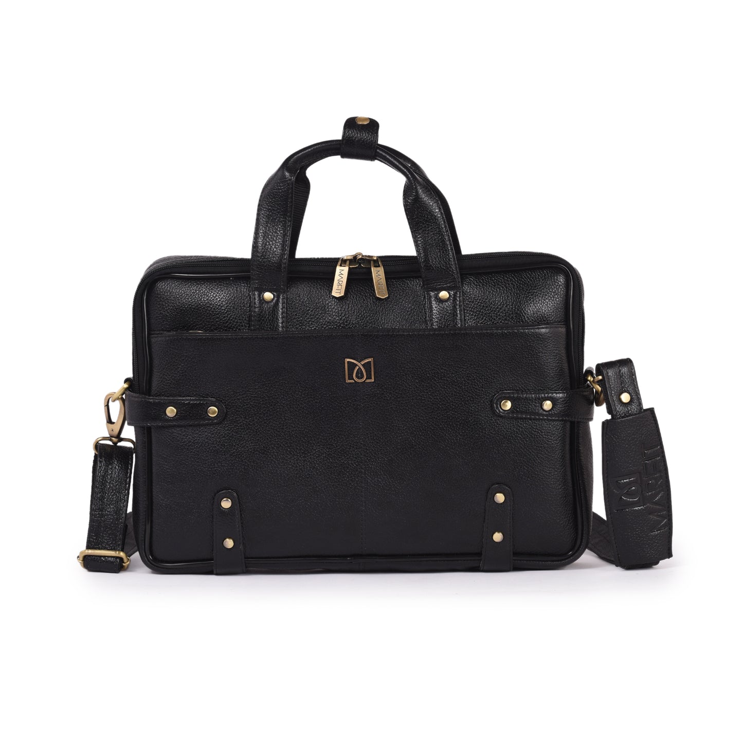 MARFIT Black Genuine Leather Laptop Briefcase – Professional Office Messenger Bag