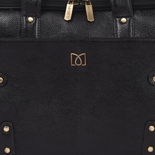 MARFIT Black Genuine Leather Laptop Briefcase – Professional Office Messenger Bag