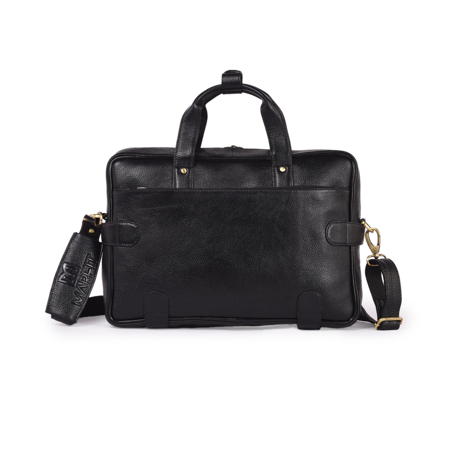 MARFIT Black Genuine Leather Laptop Briefcase – Professional Office Messenger Bag