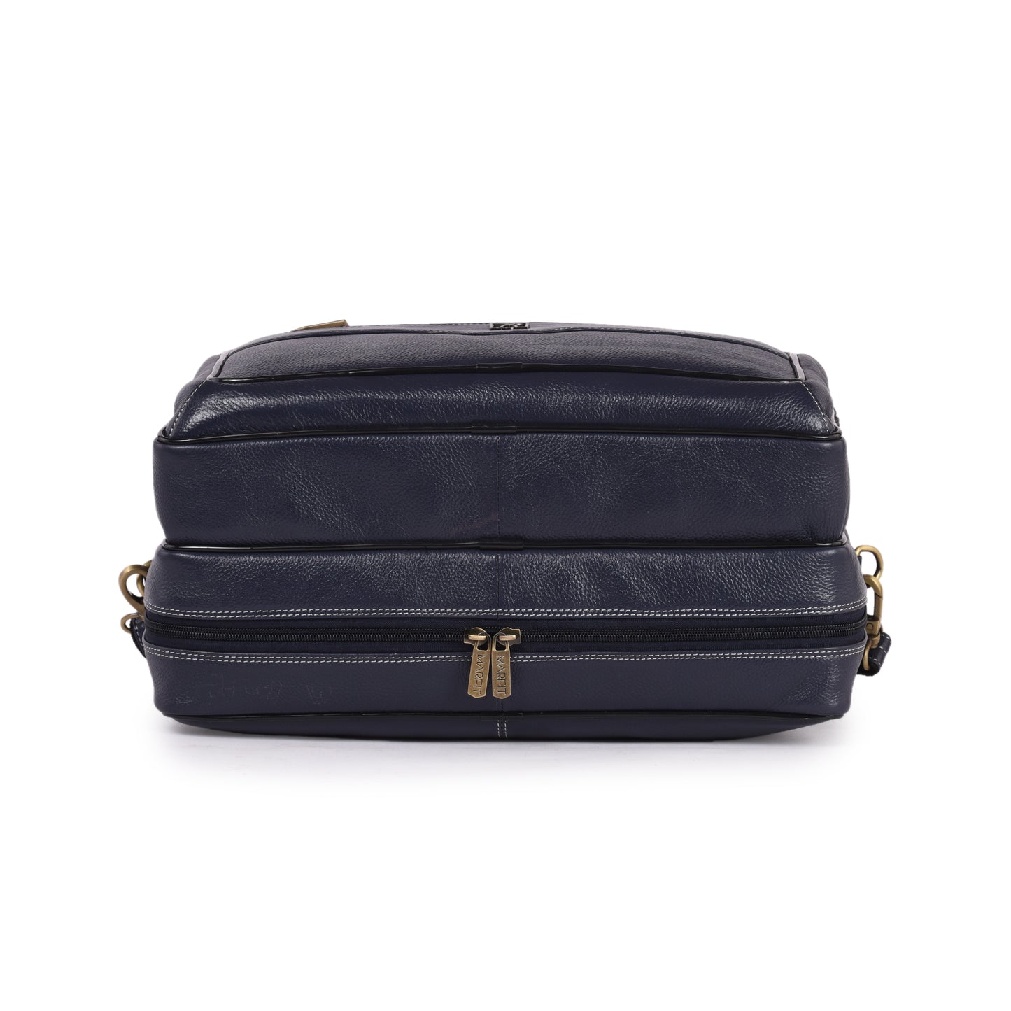 MARFIT Blue Genuine Leather Laptop Messenger Bag – Dual Compartment Office Briefcase