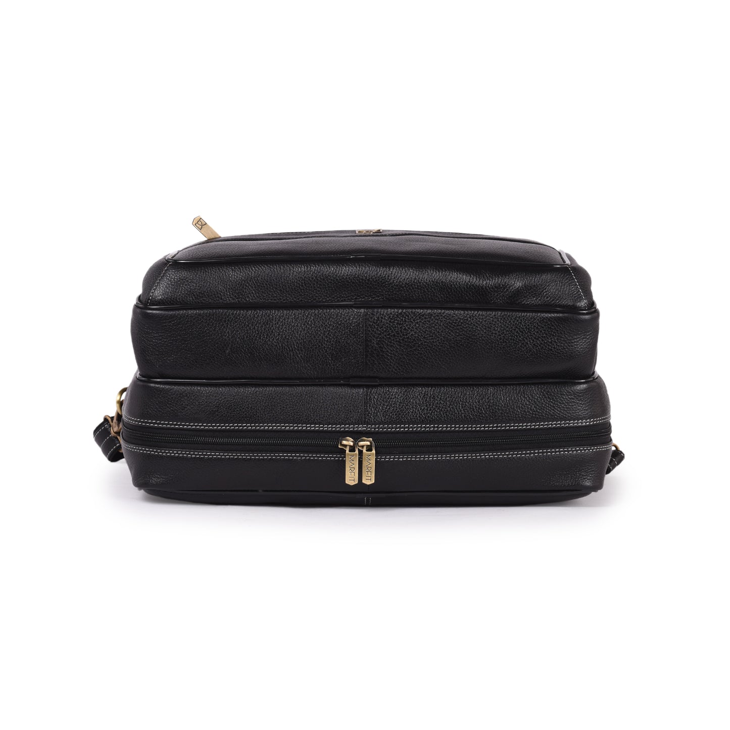 MARFIT Black Genuine Leather Laptop Messenger Bag – Dual Compartment Office Briefcase