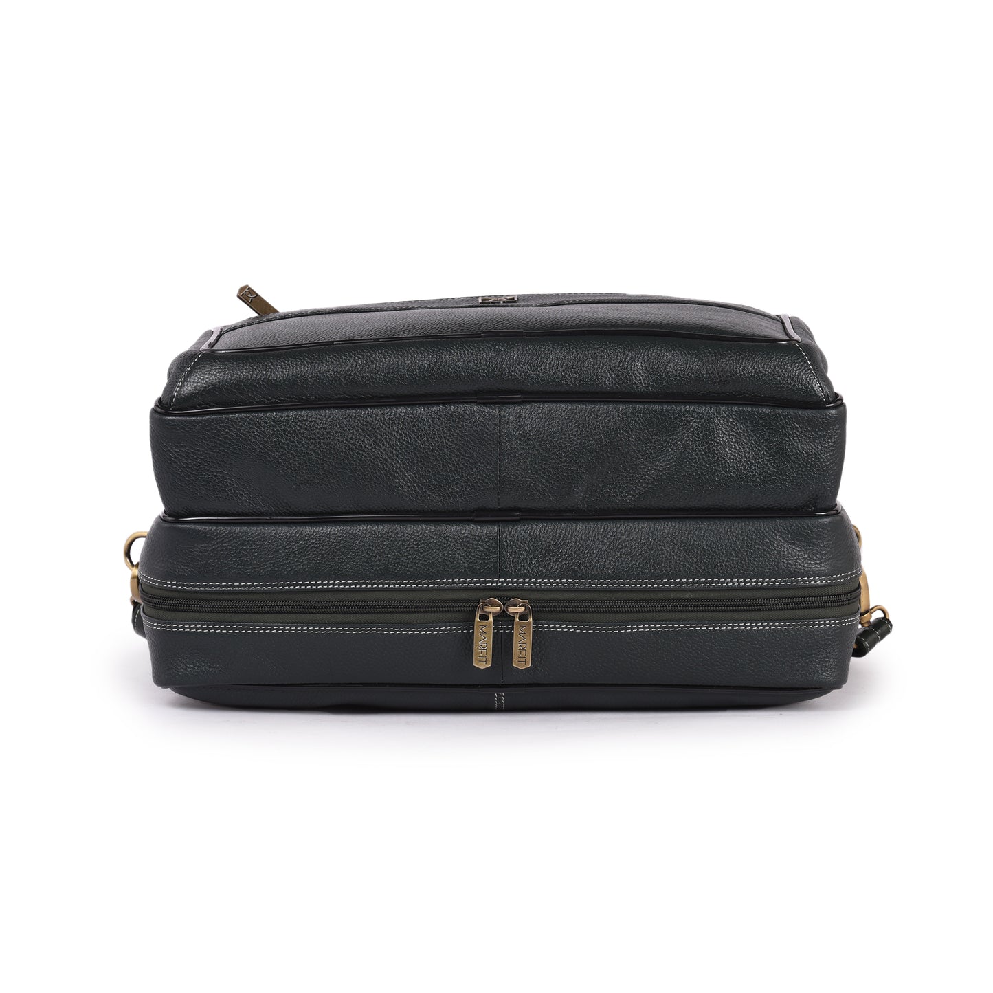 MARFIT Green Genuine Leather Laptop Messenger Bag – Dual Compartment Office Briefcase