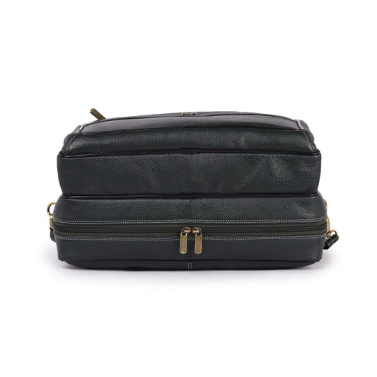 MARFIT Green Genuine Leather Laptop Messenger Bag – Dual Compartment Office Briefcase