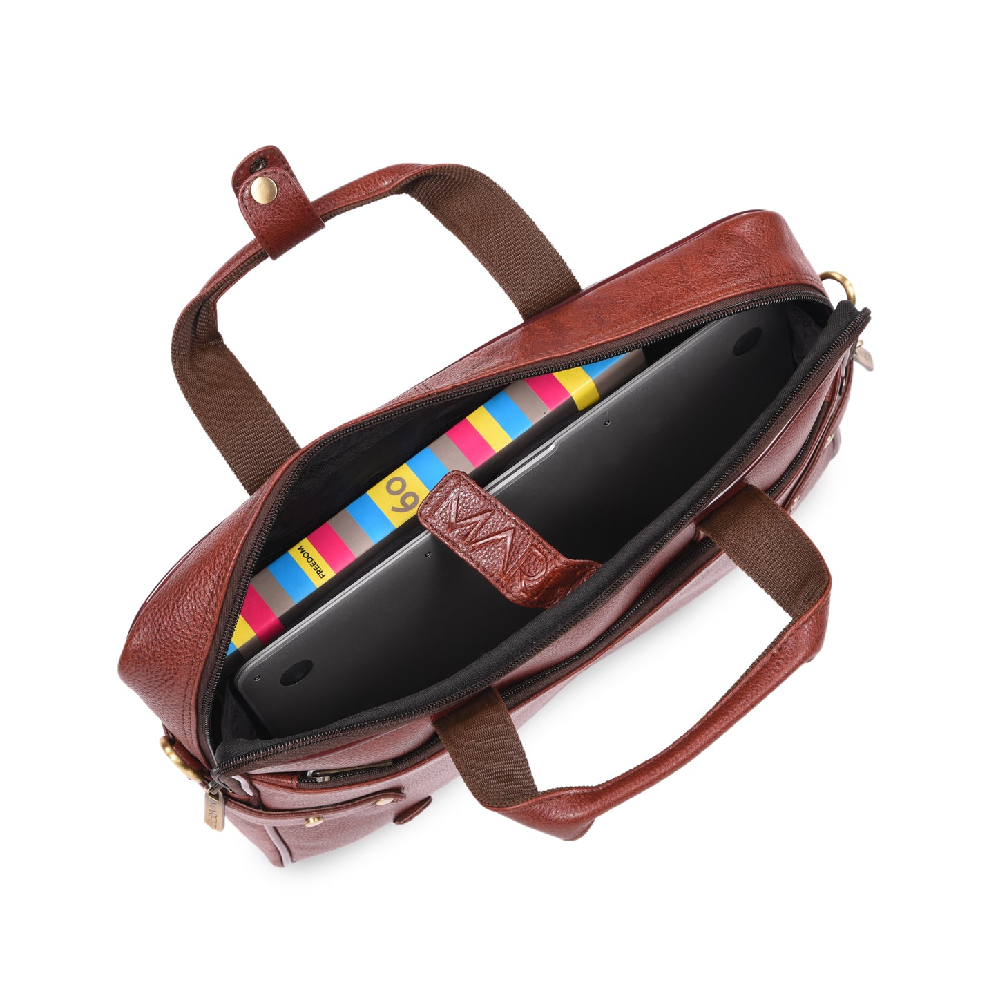 MARFIT Brown Genuine Leather Laptop Briefcase – Professional Office Messenger Bag