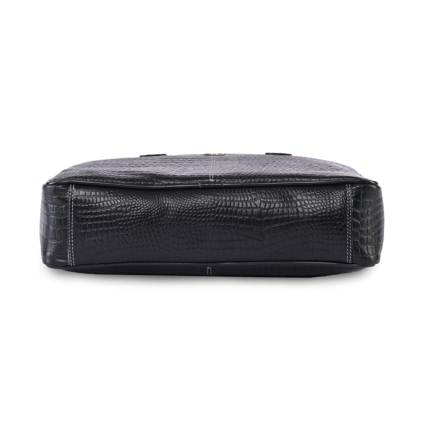 MARFIT Black Crocodile Leather Laptop Messenger Bag