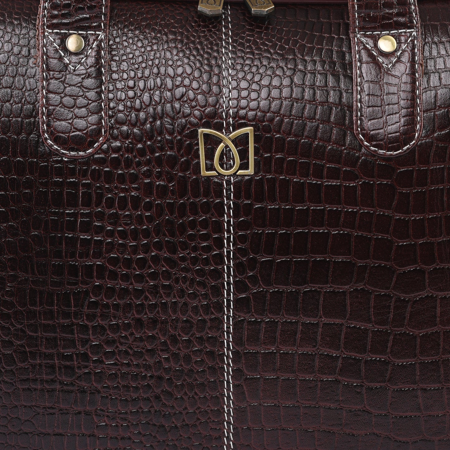 MARFIT Brown Crocodile Leather Laptop Messenger Bag