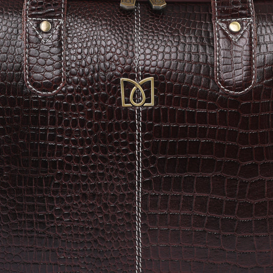 MARFIT Brown Crocodile Leather Laptop Messenger Bag