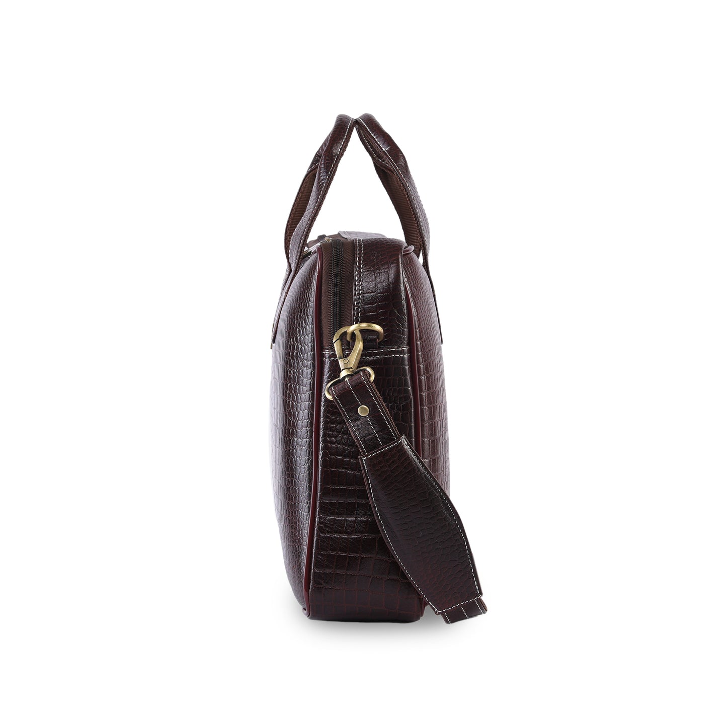 MARFIT Brown Crocodile Leather Laptop Messenger Bag