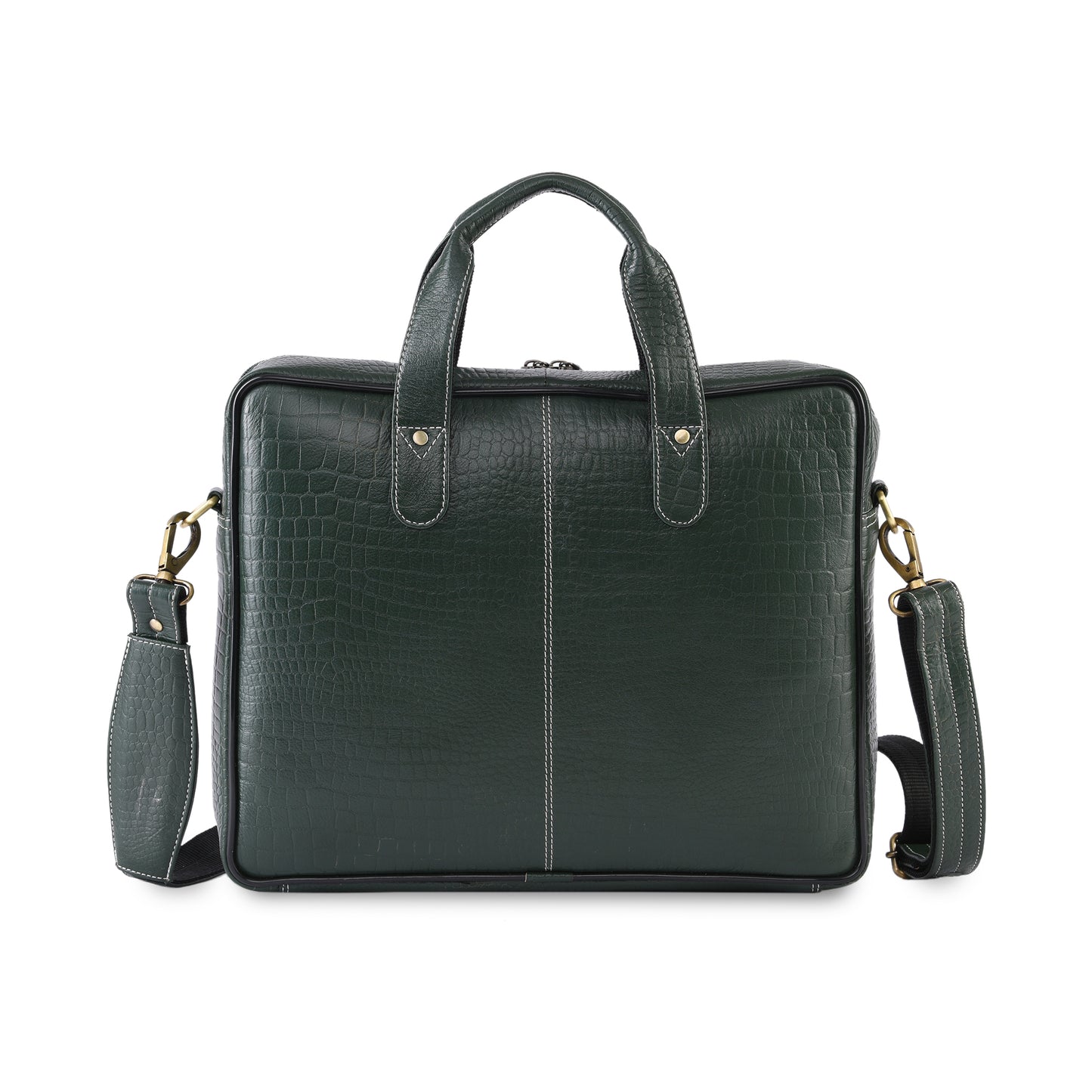 MARFIT Green Crocodile Leather Laptop Messenger Bag