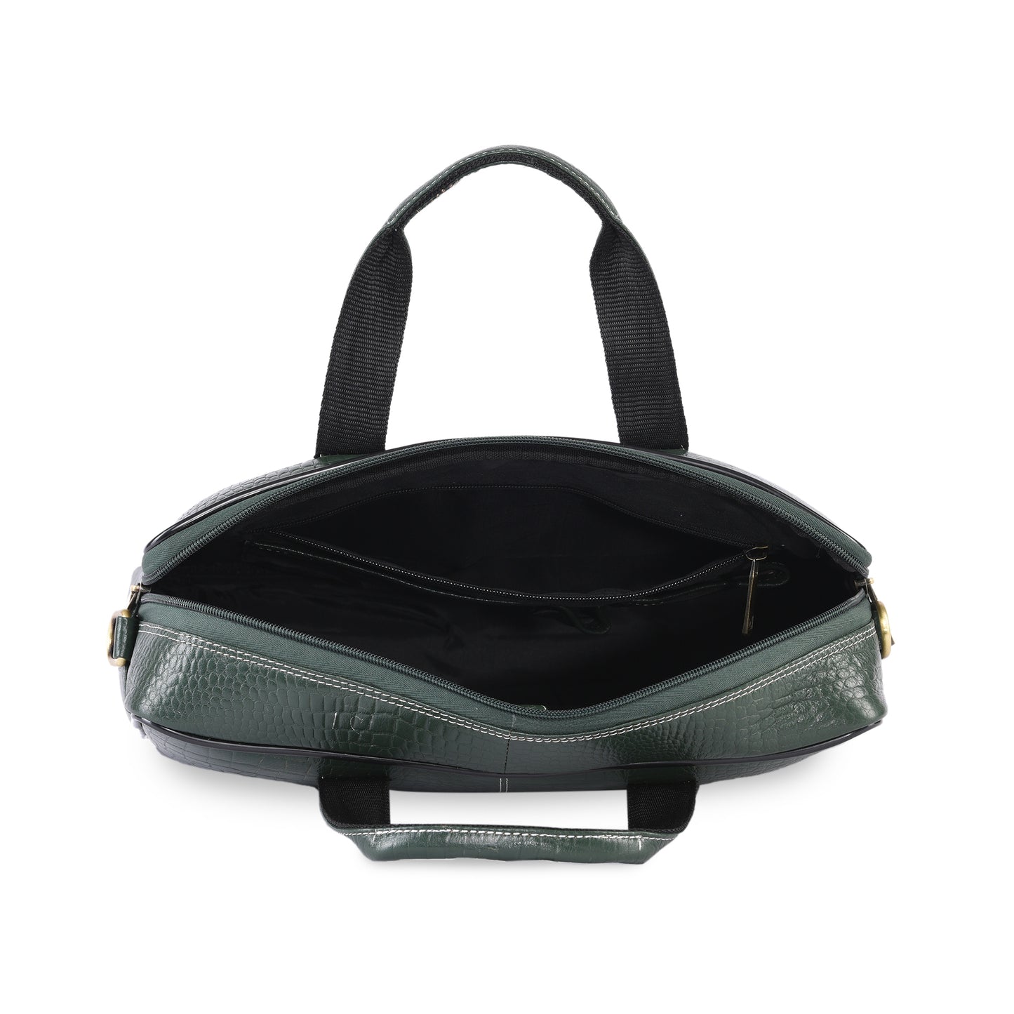 MARFIT Green Crocodile Leather Laptop Messenger Bag