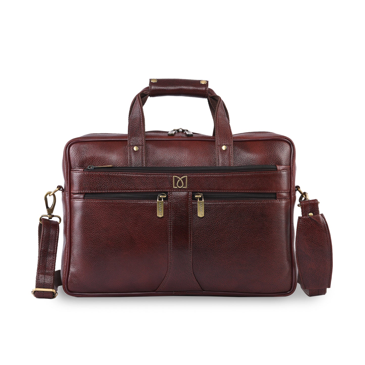 MARFIT Brown Genuine Leather Messenger Bag – Multi Pocket Laptop Office Bag