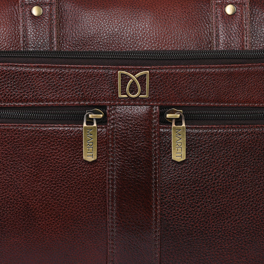 MARFIT Brown Genuine Leather Messenger Bag – Multi Pocket Laptop Office Bag