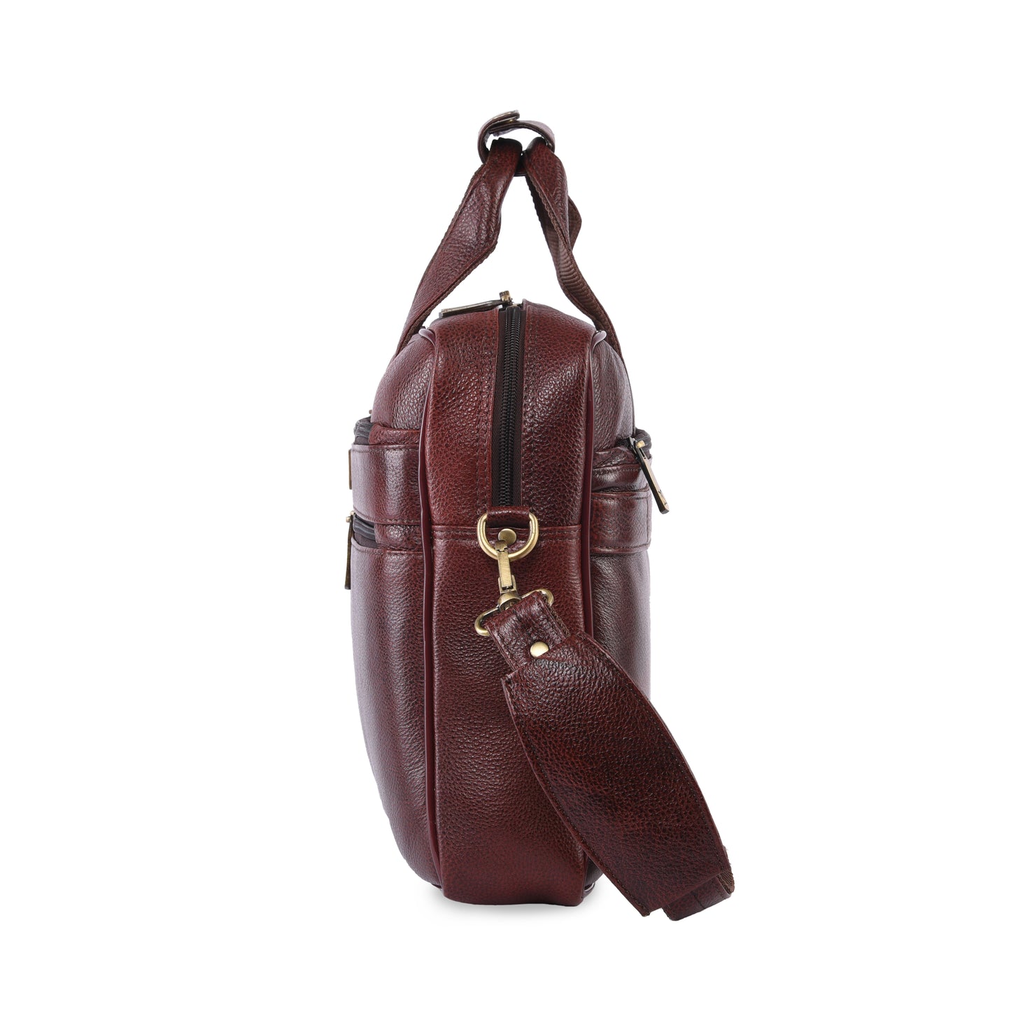 MARFIT Brown Genuine Leather Messenger Bag – Multi Pocket Laptop Office Bag