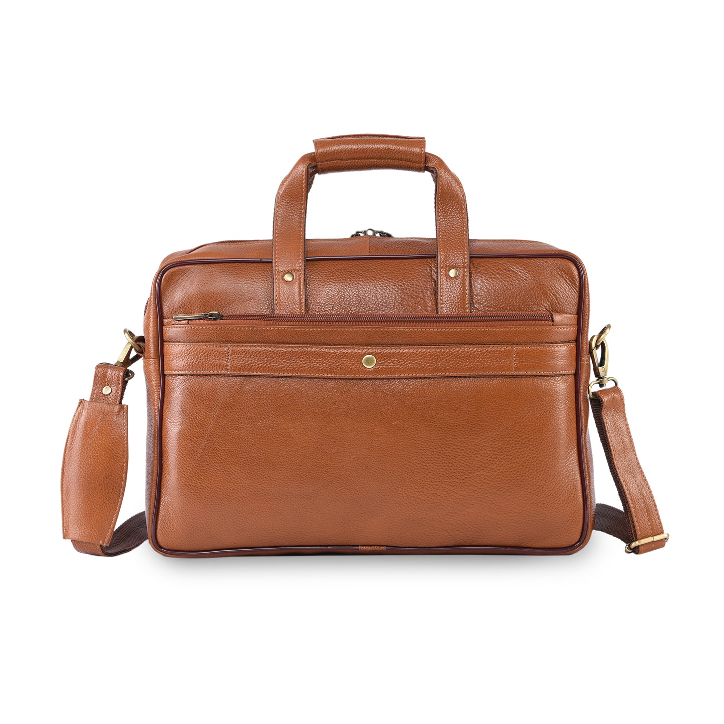 MARFIT Tan Genuine Leather Messenger Bag – Multi Pocket Laptop Office Bag