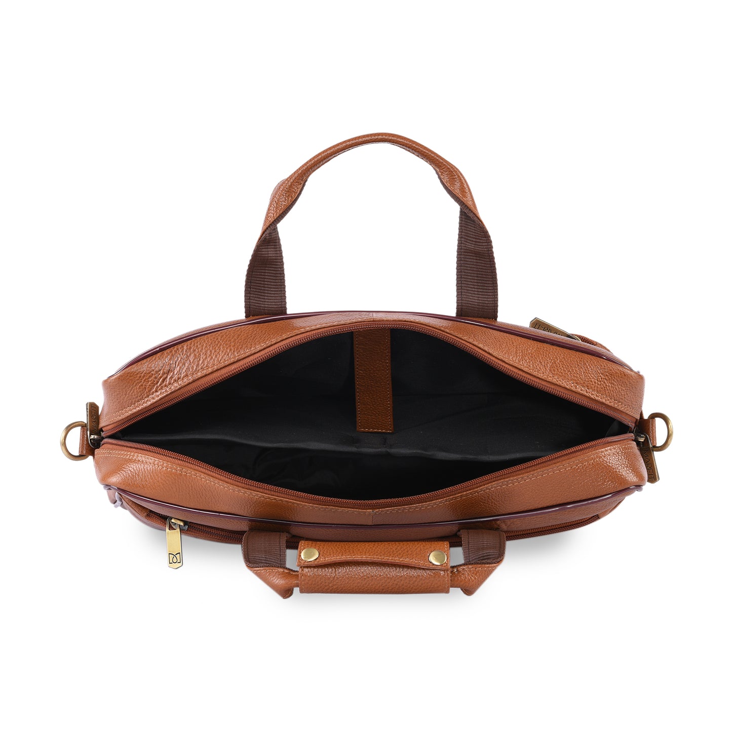 MARFIT Tan Genuine Leather Messenger Bag – Multi Pocket Laptop Office Bag