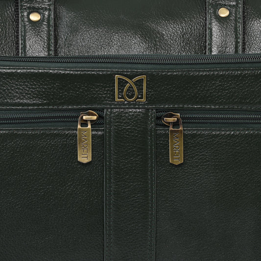 MARFIT Green Genuine Leather Messenger Bag – Multi Pocket Laptop Office Bag