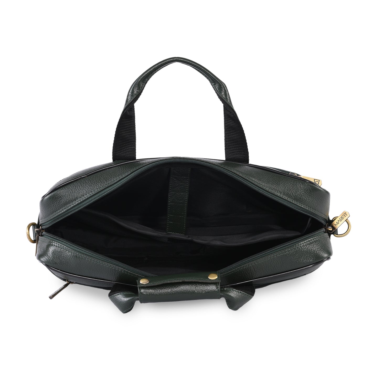 MARFIT Green Genuine Leather Messenger Bag – Multi Pocket Laptop Office Bag