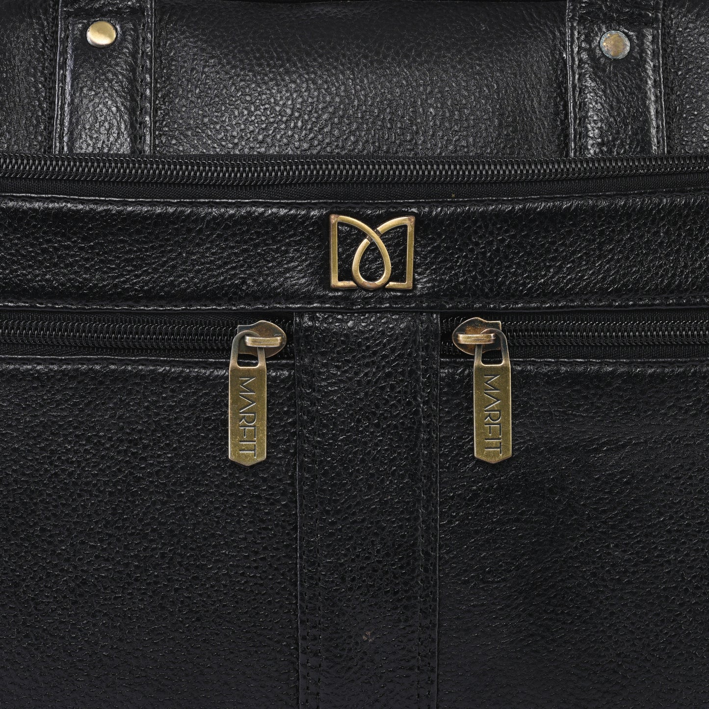 MARFIT Black Genuine Leather Messenger Bag – Multi Pocket Laptop Office Bag