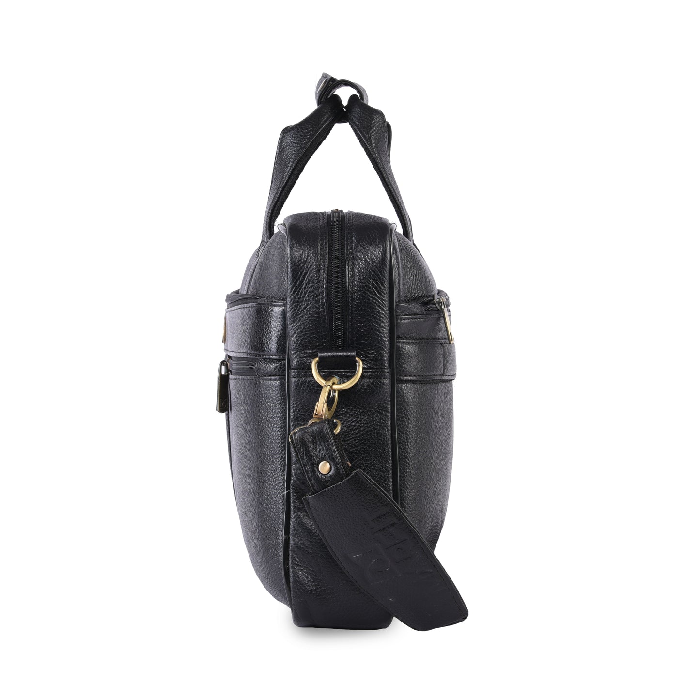 MARFIT Black Genuine Leather Messenger Bag – Multi Pocket Laptop Office Bag