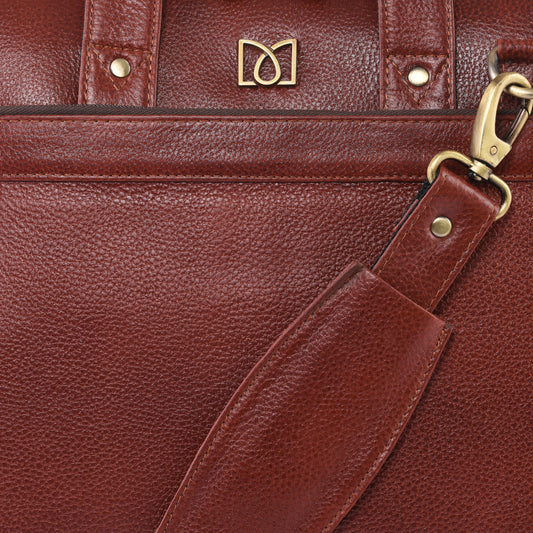 MARFIT Expandable Genuine Leather Laptop Messenger Bag – Brown | Premium Office Briefcase with Shoulder Strap