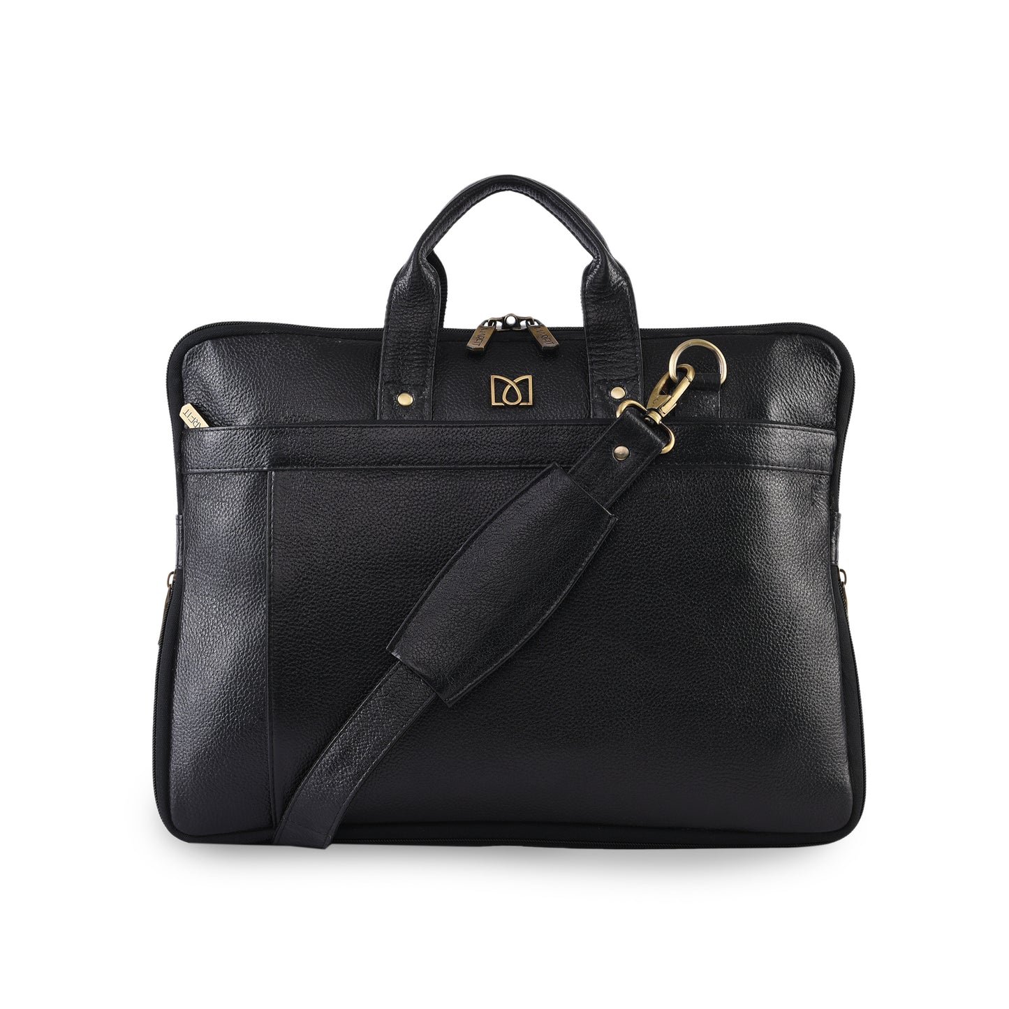 MARFIT Expandable Genuine Leather Laptop Messenger Bag – Black | Premium Office Briefcase with Shoulder Strap