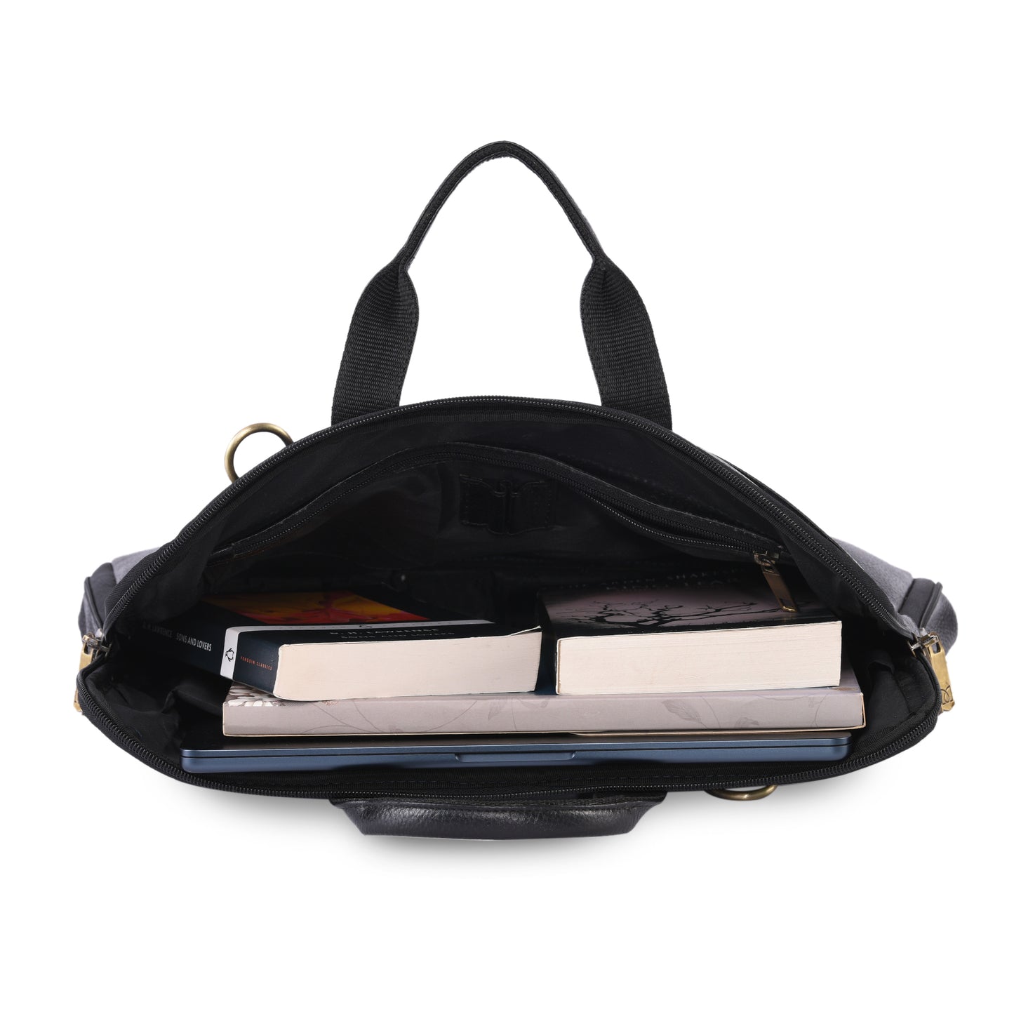 MARFIT Expandable Genuine Leather Laptop Messenger Bag – Black | Premium Office Briefcase with Shoulder Strap