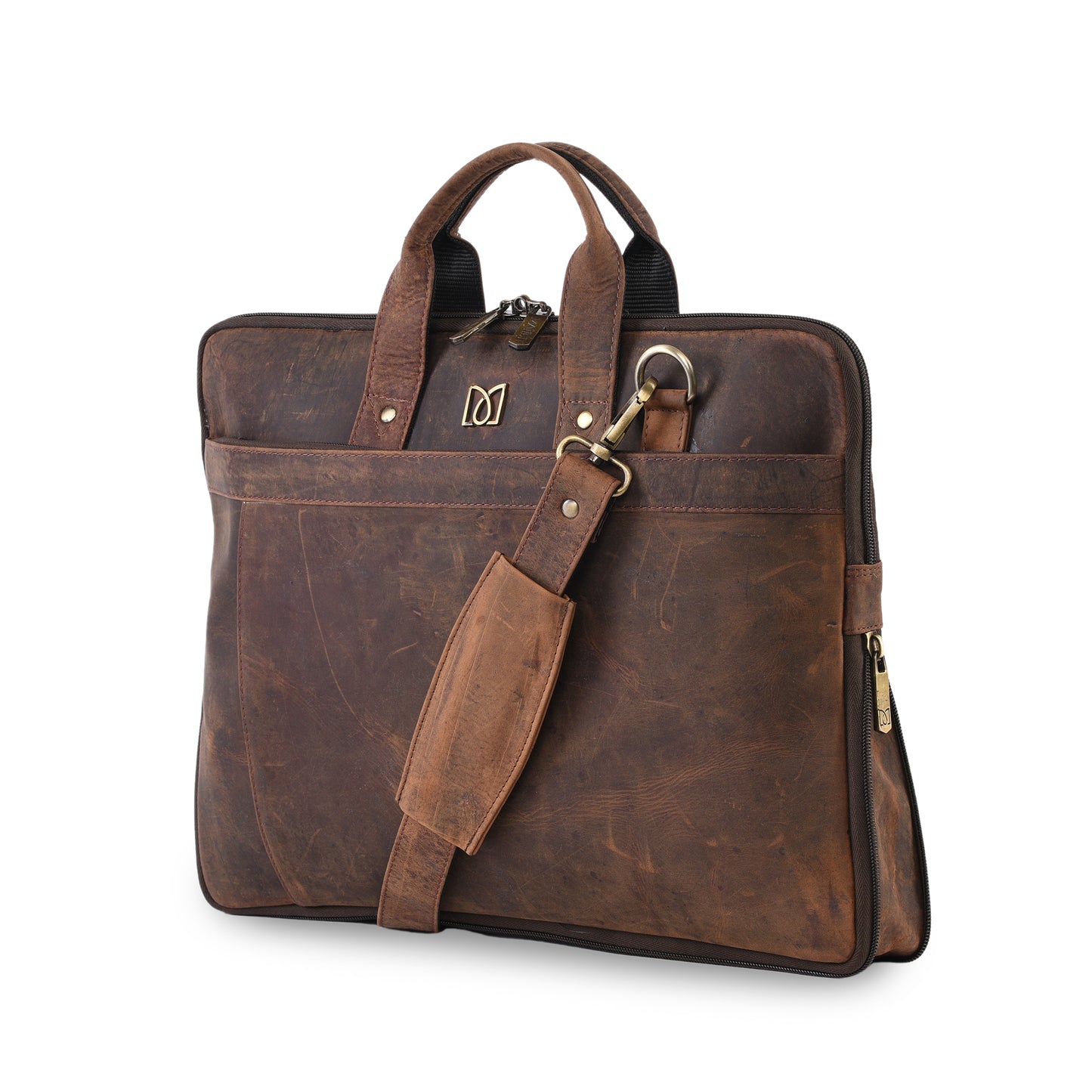 MARFIT Hunter Leather Laptop Bag for Men – Vintage Brown Genuine Leather