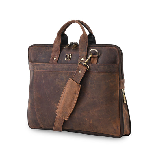 MARFIT Hunter Leather Laptop Bag for Men – Vintage Brown Genuine Leather