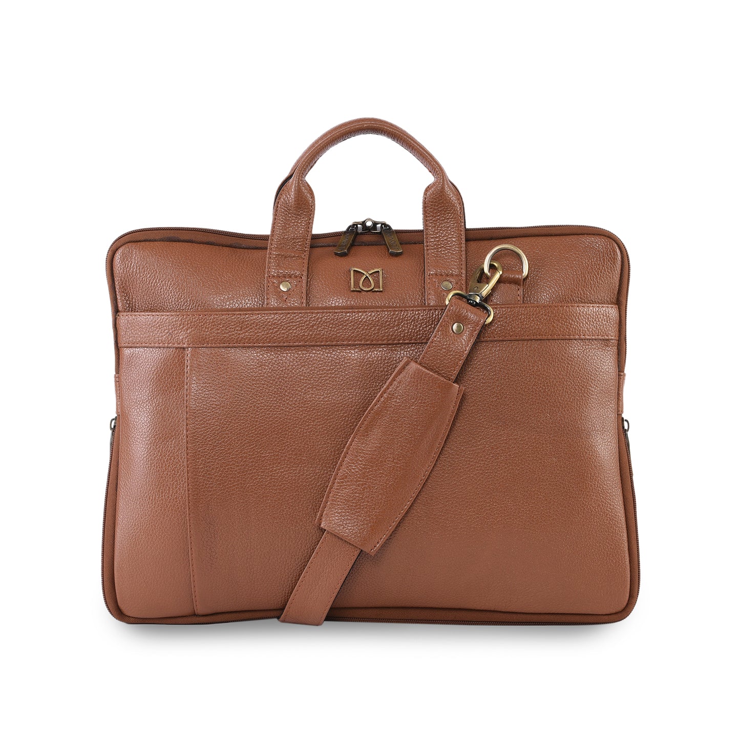 MARFIT Expandable Genuine Leather Laptop Messenger Bag – Tan | Premium Office Briefcase with Shoulder Strap