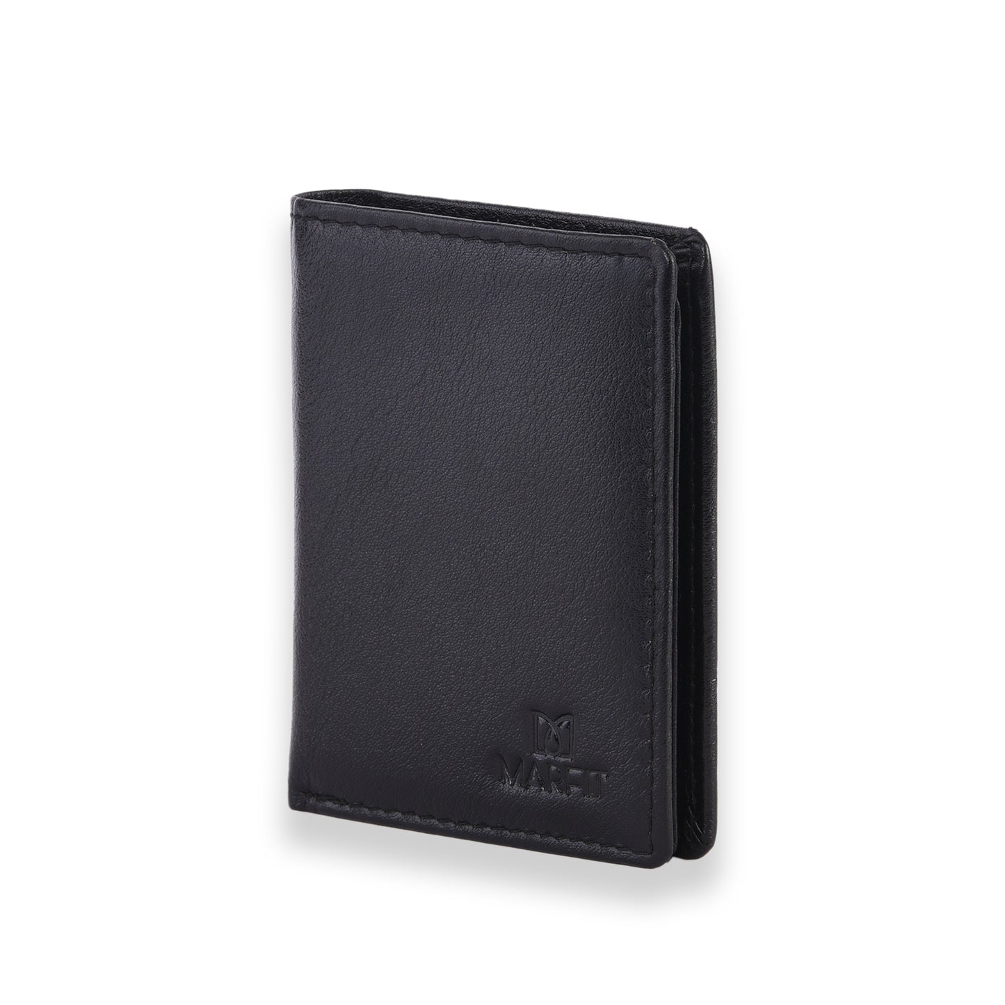 MARFIT Premium Black Leather Mini Wallet for Men | Slim Card Holder with Folded Note Compartment